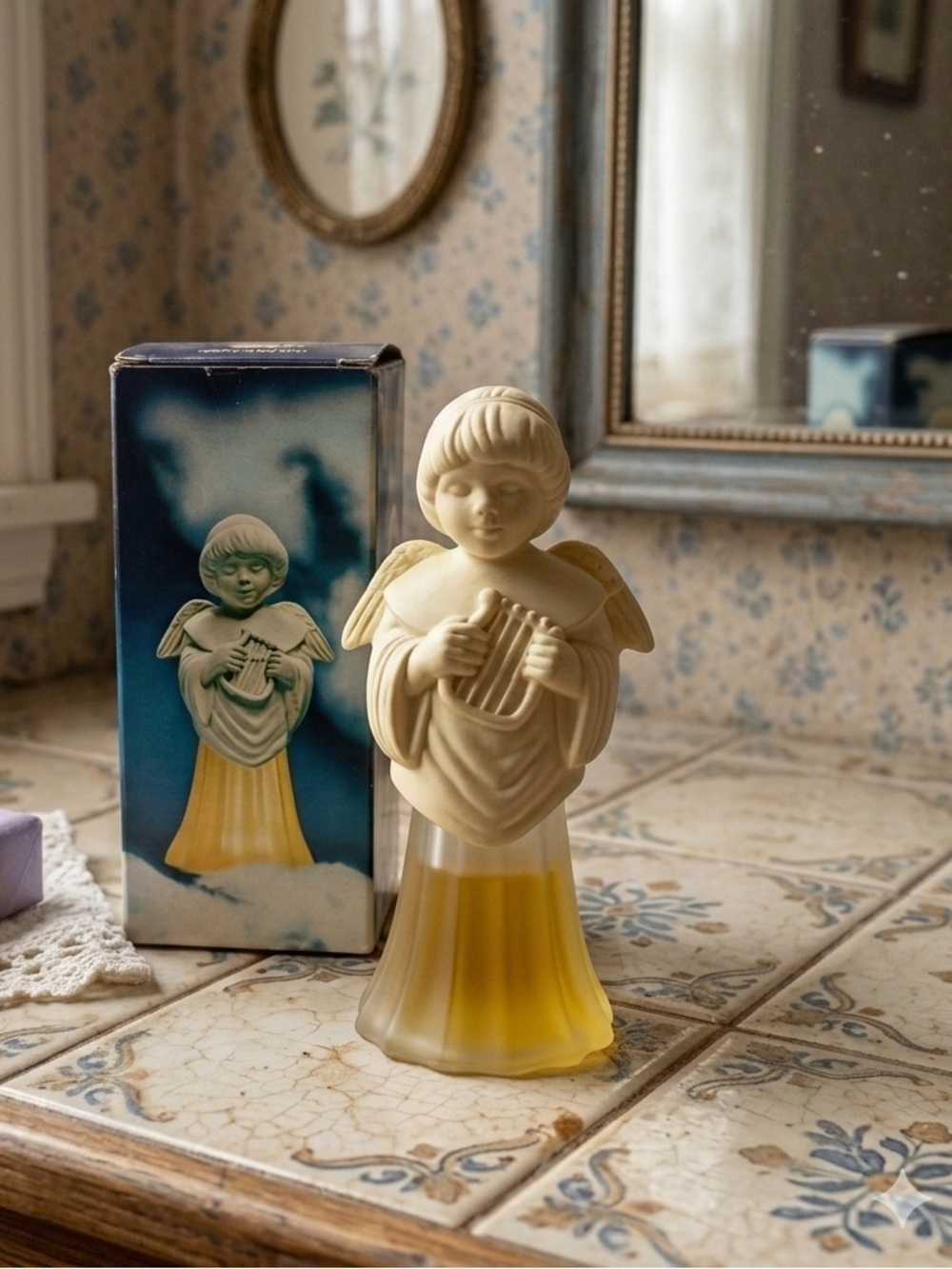 Vintage Avon Angel Song With Lyre "Here's My Heart" Fragrance Cologne